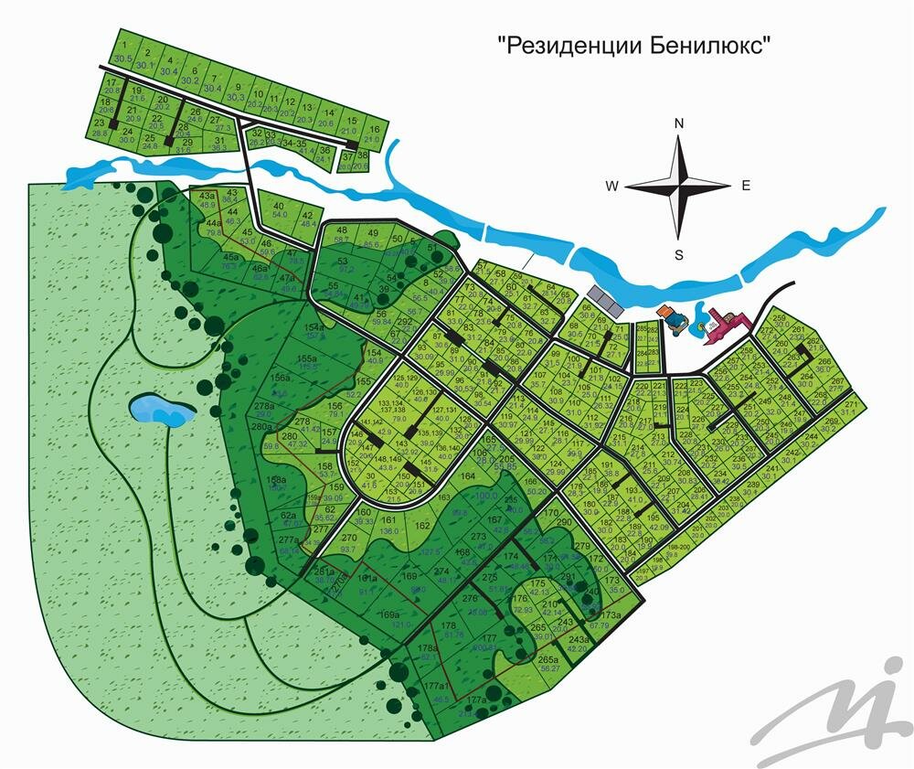 Генеральный план коттеджного поселка Резиденции Бенилюкс